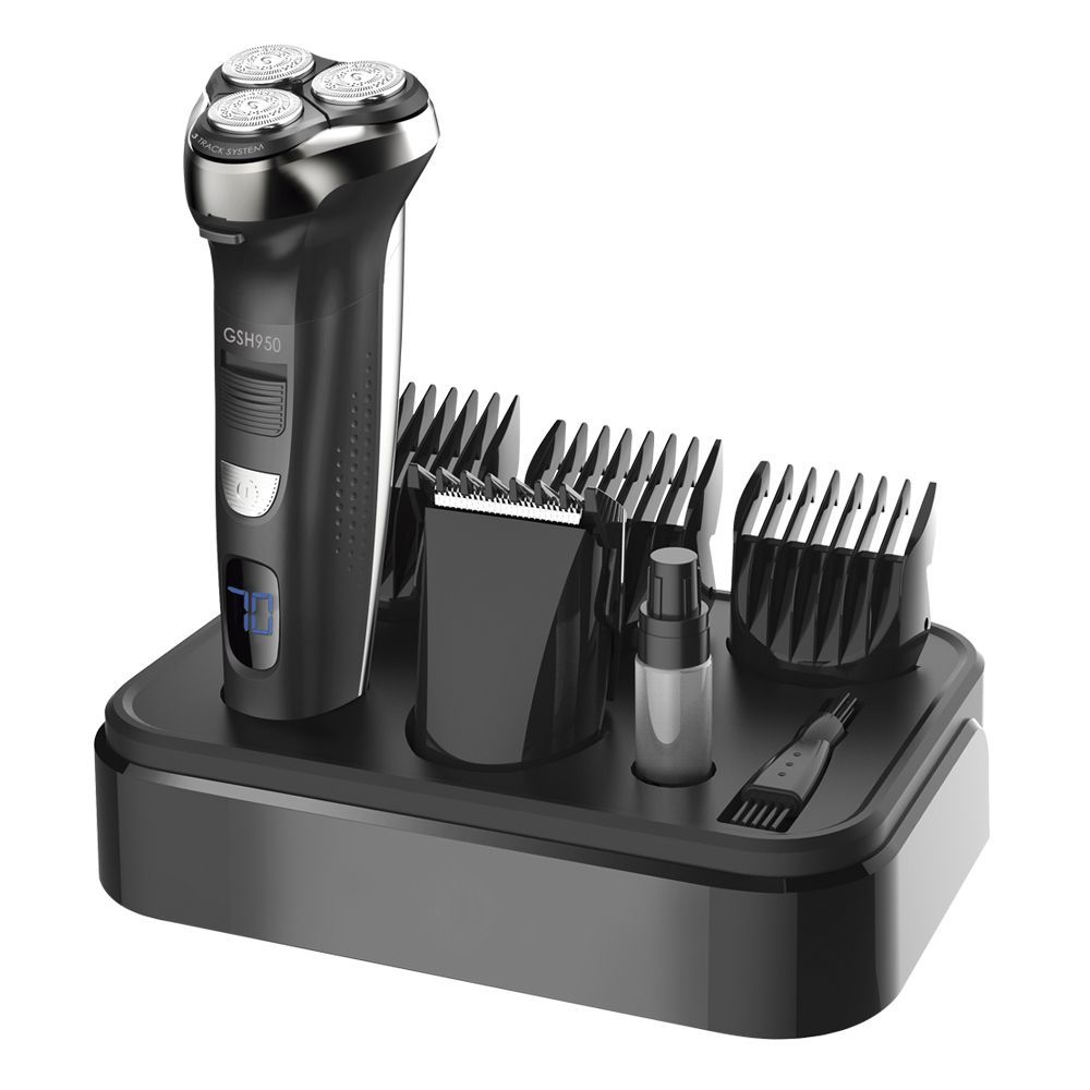 gsh950 5 in 1 waterproof electric rotary shaver & grooming kit with led display gsh950 5 in 1 waterproof electric rotary shaver & grooming kit with led display