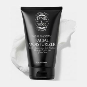 lather & wood men's smooth facial moisturizer with hyaluronic acid