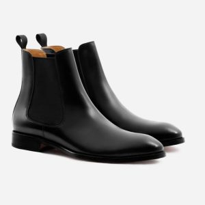 men's premium black leather chelsea boots