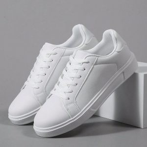 unisex minimalist solid white casual sneakers
